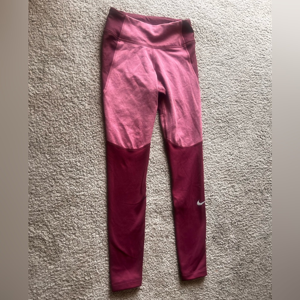 NIKE Dri-Fit Pink and Red Leggings With Adjustable Waist Strings